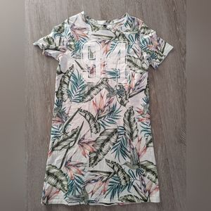 H&M Divided Tropical Floral Tropical Jersey T-Shirt Dress Size 4 VGUC!